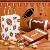 16 Pcs Sports Party Gift Bags with Tissue Paper Baseball Football Soccer Basketball Gift Goodie Favor Bags with Handle for Baseball Theme Party Girls Boys Birthday Decoration (Dark Brown, Football) view 2