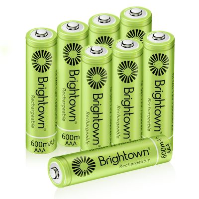Brightown Rechargeable AAA Batteries, 600mAh NiMH Precharged Triple A Solar Batteries for Solar Lights and Household Devices