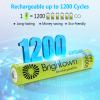 Brightown Rechargeable AAA Batteries, 600mAh NiMH Precharged Triple A Solar Batteries for Solar Lights and Household Devices view 2