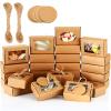 Yexiya 60 Pcs Homemade Soap Boxes 3.55 x 2.4 x 1.2 Inch Kraft Soap Box with Window Mini Gift Packaging Supplies for Homemade Bakery Candy Cookies Party Favor(Kraft Color) view 1