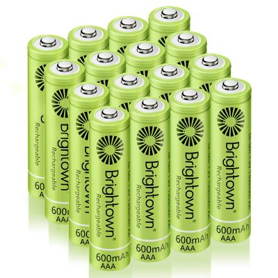Brightown Rechargeable AAA Batteries, 600mAh NiMH Precharged Triple A Solar Batteries for Solar Lights and Household Devices