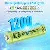 Brightown Rechargeable AAA Batteries, 600mAh NiMH Precharged Triple A Solar Batteries for Solar Lights and Household Devices view 2
