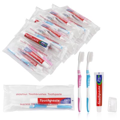 Disposable Toothbrushes with 45 Grams Toothpaste Individually Wrapped,Travel Kit White Plastic Zip Bag,Toothbrush Head Cover, Bulk Toothbrush for Homeless,Travel,Shelter,Air Bnb,Hotel,Guest (100)