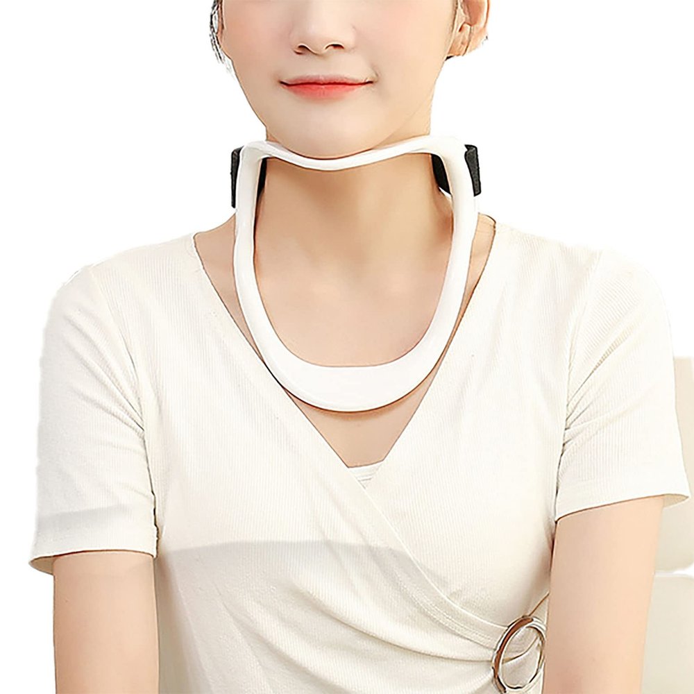 Neck Stretcher, Shoulder and Neck Fixation Brace, Adjustable Neck Brace for Aligning Neck, That Provides Light Support While Being Breathable (Color : White)