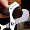 KEENSUN Cigar Scissors Cutter, Stainless Steel Guillotine Double Blade Straight Cut Scissors (Silver) with Leather Case Cigar Accessories for Cigars(2.09" Handle Width) view 3