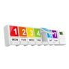 7 Day AM/PM Pills Box, Weekly Pills Organizer with 4 Alarm Reminder, Push Button Large Capacity Medicine Organizer for Vitamins, Supplements, Travel Medicine Organizer Pills Planner, White view 2