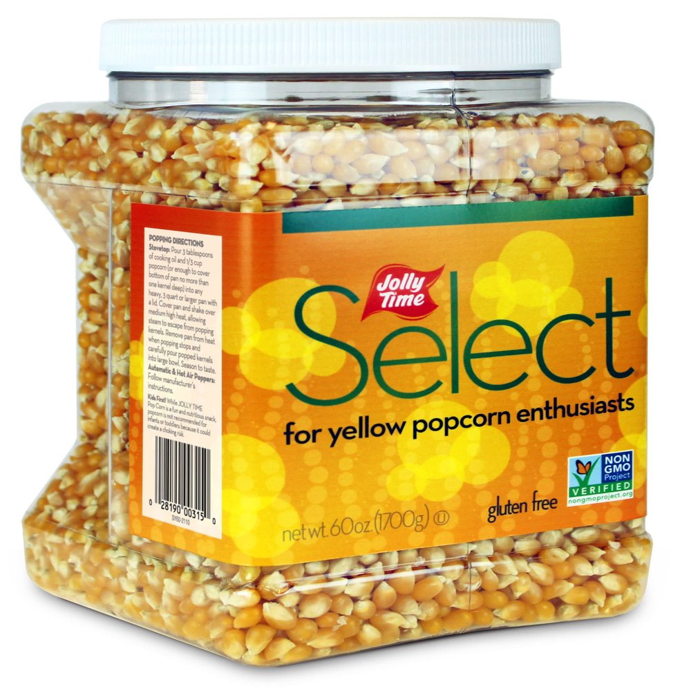 Jolly Time Popcorn Kernels, Gourmet Popping Corn for Air Popper Machine or Stovetop, Select Yellow Pop Corn, 60 Ounce Jug (Pack of 1)