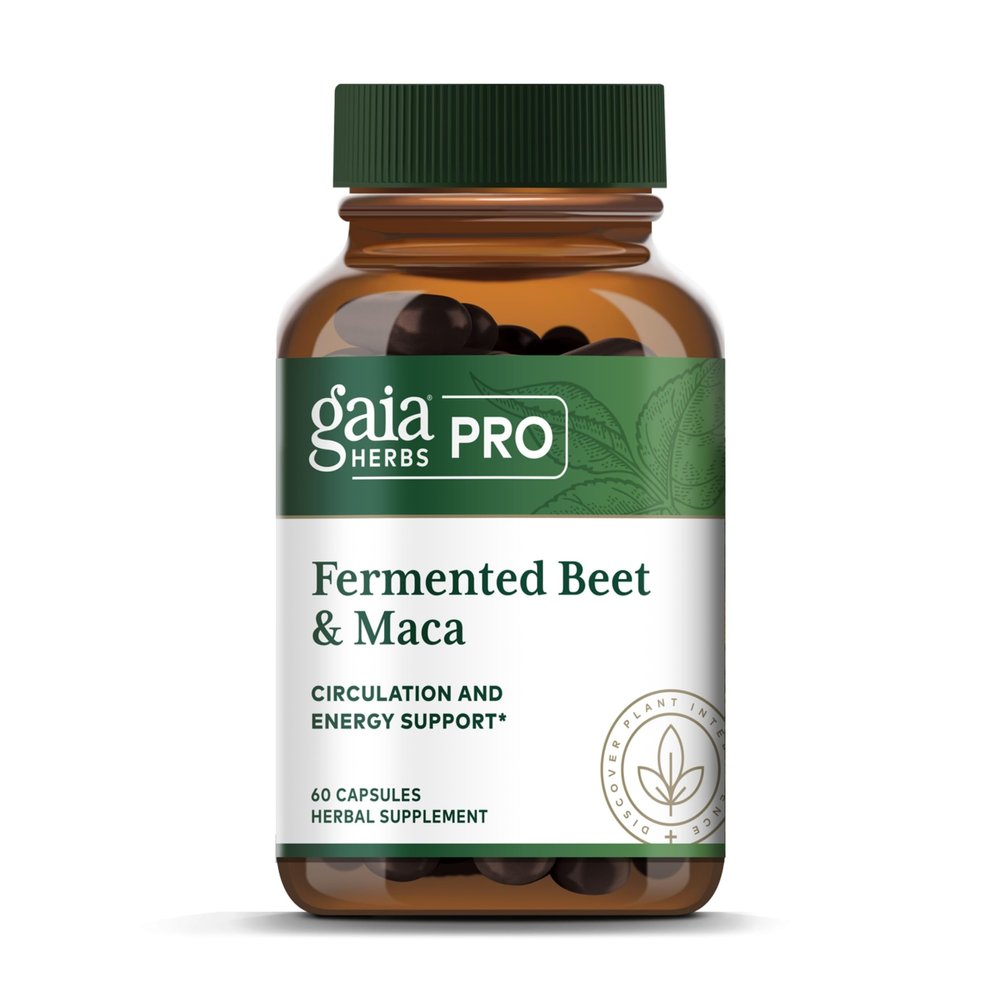 GAIA HERBS PRO Fermented Beet & Maca - Healthy Energy & Circulation Support Supplement* - Kidney Health Supplement with Beet & Carrot Root - Vegan, Gluten-Free, Soy-Free - 60 Capsules (30 Servings)