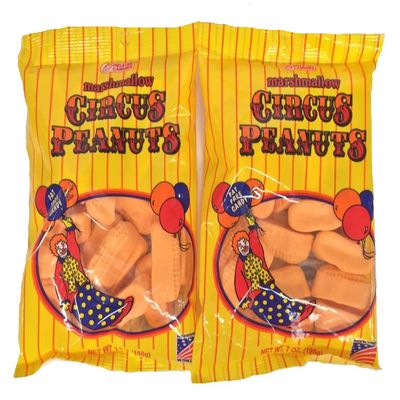 2 Set of 2 Pack Circus Peanuts Marshmallow Candy of Size 7 Oz Each.