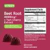 Viteey Beet Root Gummies 4000mg with Tart Cherry - for Healthy Blood Pressure Support - Vegan, Gelatin Free, Gluten Free - Tasty Chewable Berry Beet Flavored Gummy view 4