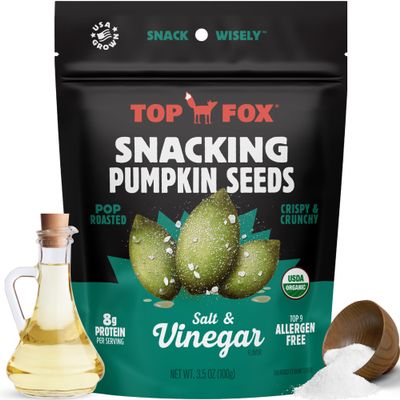 Top Fox Snacks Pumpkin Seeds to Eat (Salt & Vinegar, 3.5 oz  6 Pack) - Gluten Free Snacks, Healthy Protein Snacks, Keto Friendly Snacks, Allergen Free Snacks, Paleo & Vegan - Organic Pop-Roasted