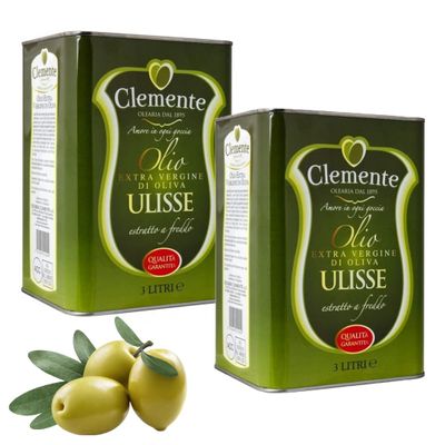 Clemente Ulisse Extra Virgin Olive Oil | NON GMO | Cold Extracted | (101 Fl Oz (3lt) - Pack of 2)