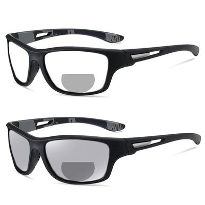 outdoor Transition Photochromic Bifocal Reading Glasses Men Safety Sports Square Fashion cycling driving Sunglasses Readers (black, 1.5, multiplier_x)