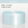 YASEO 1 1/2 Inch Light Blue Solid Satin Ribbon, 50 Yards Craft Fabric Ribbon for Gift Wrapping Floral Bouquets Wedding Party Decoration view 2