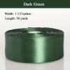 YASEO 1 1/2 Inch Dark Green Solid Satin Ribbon, 50 Yards Craft Fabric Ribbon for Gift Wrapping Floral Bouquets Wedding Party Decoration view 2