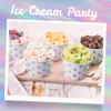 MATICAN Paper Ice Cream Cups - 50-Count 9-Oz Disposable Dessert Bowls for Hot or Cold Food, 9-Ounce Party Supplies Treat Cups for Sundae, Frozen Yogurt, Soup, Silver Foil Polka Dots view 2