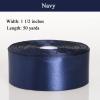 YASEO 1 1/2 Inch Navy Solid Satin Ribbon, 50 Yards Craft Fabric Ribbon for Gift Wrapping Floral Bouquets Wedding Party Decoration view 2