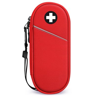 SITHON EpiPen Medical Carrying Case Insulated, Travel Medication Organizer Bag Emergency Medical Pouch Holds 2 EpiPens, Asthma Inhaler, Anti-Histamine, Auvi-Q, Allergy Medicine Essentials, Red
