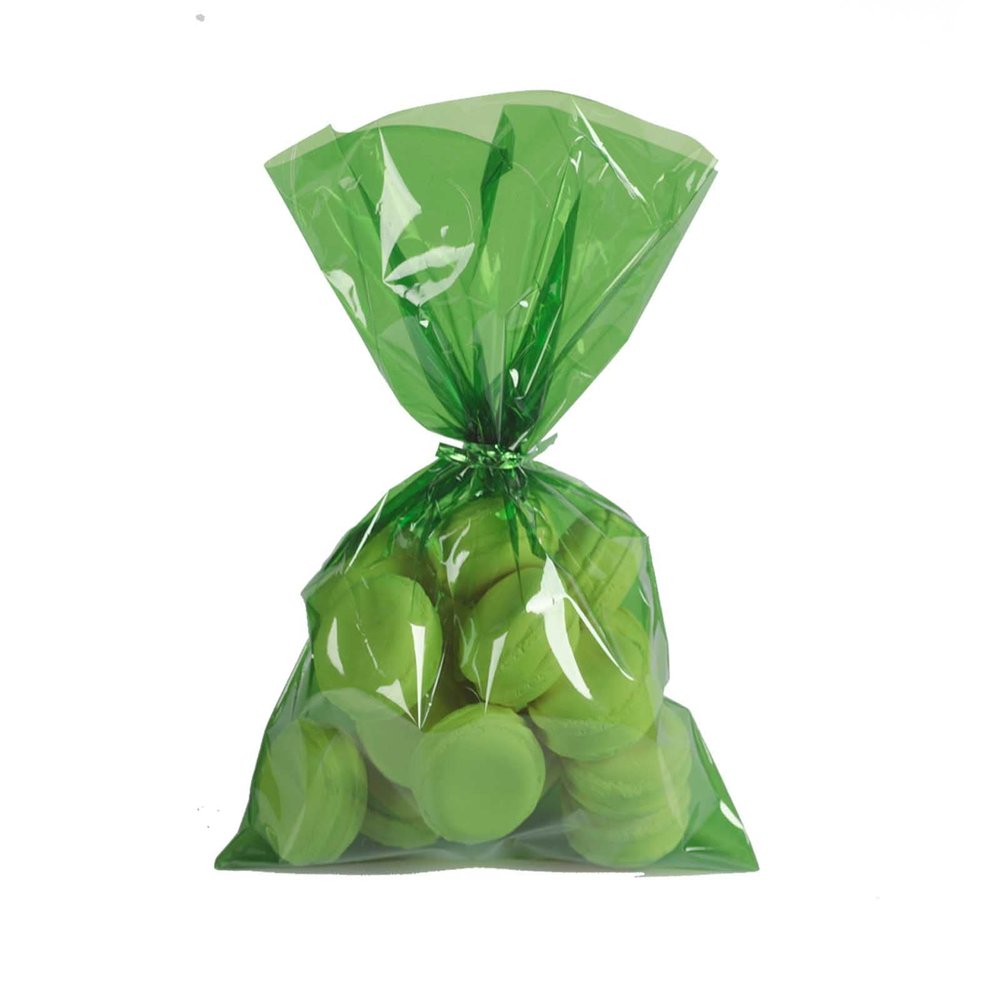 WOPARTY Green Clear Cellophane Treat Bags Cello Cookie Candy Plastic Bag,6x9 Inch BagsPack of 50