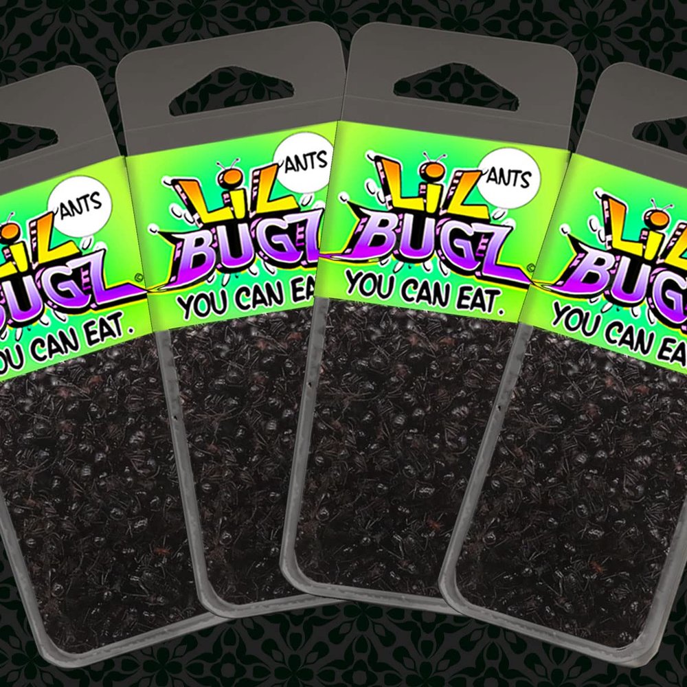 Lil Bugz You Can Eat - Black Ants - 4 Pack - Edible Insects farm raised for human consumption, 0.2 grams
