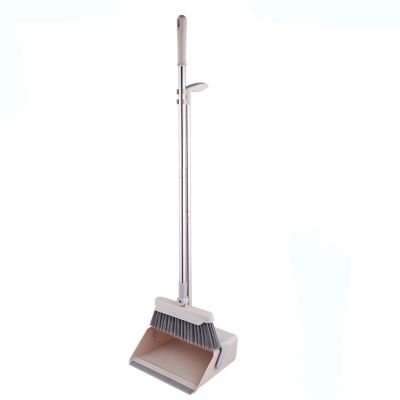 Broom and Dustpan Set Long Handle Lightweight 180 Degree Rotating Broom Set Upright and Lightweight Cleaning Combo for Home Kitchen Room Office Lobby,Pink