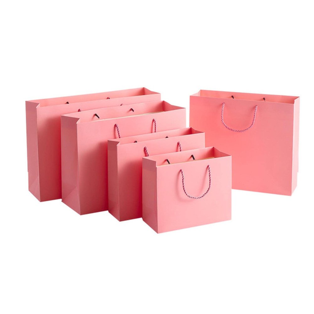 10pcs Paper Bag for Gift with Ribbon Shopping Clothing Store Craft Paper Bag Shipping Package