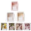 3pcs Flower Gift Paper Boxes Clear Window Transparant Square Shape Portable Gift Packing Boxes Flower Packing Boxes Flower Bags view 4