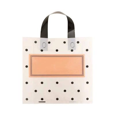 50pcs Thick Large Plastic Bags 27x27cmWhite Round Dots Pink Shopping Jewelry Packaging Bags Plastic Gift Bag with Handle