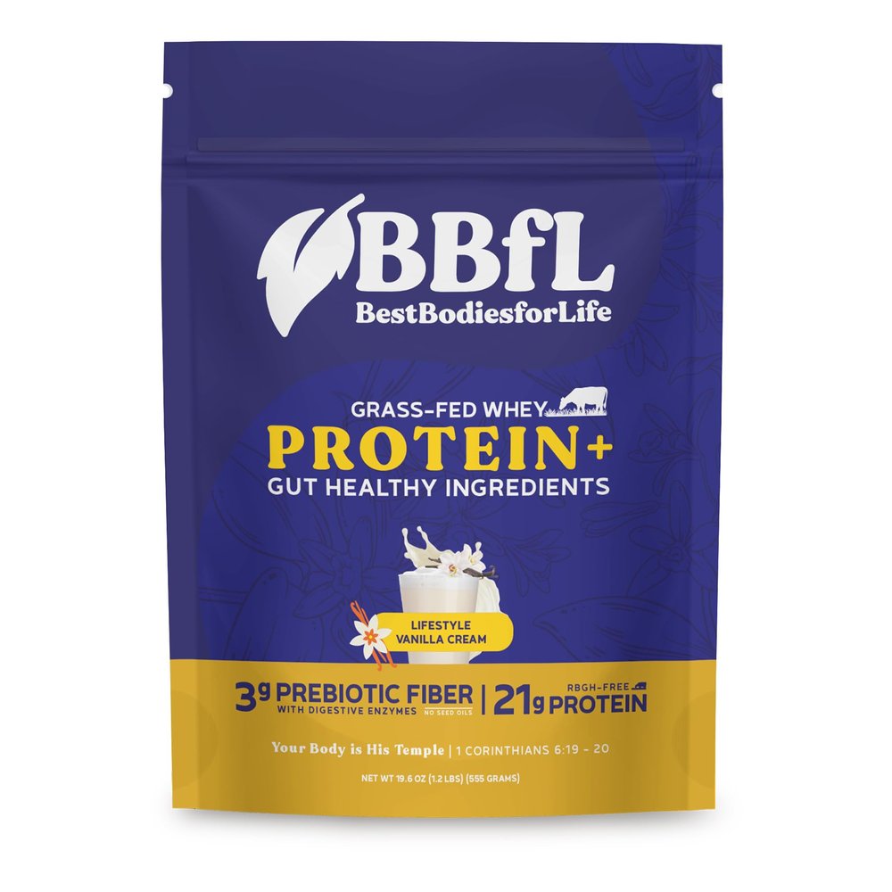 BBfL Grass-Fed Whey Protein Shake 21g rBGH-Free Protein, Vanilla Bean + Apple Cider Vinegar, Prebiotics, Digestive Enzymes, Supports Gut Health All-in-One Shake for Women & Men (15 Servings, Vanilla Cream)