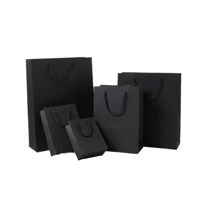 10pcs Paper Bag for Gift with Ribbon Shopping Clothing Store Craft Paper Bag Shipping Package