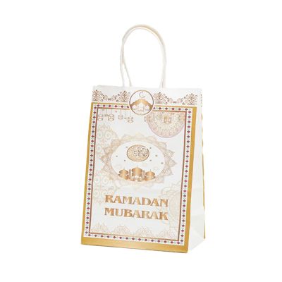 10/20/50pcs Muslim Eid Mubarak Golden Tote Bags Commemorative Gift Packaging Ramadan Kraft Paper Bag Party Supplies Gift Bag