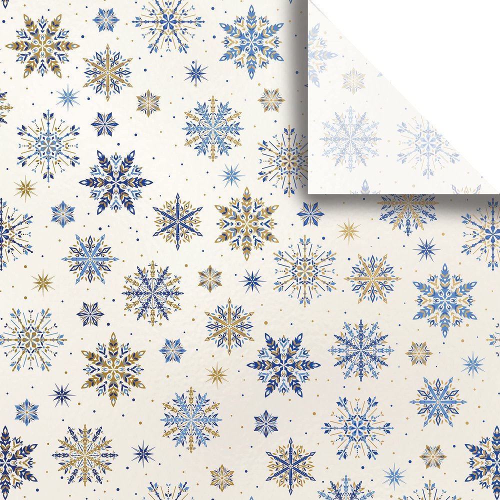 Printed Winter Christmas Unfolded Gift Tissue 20" x 30", Fancy Flakes (240 Sheets)