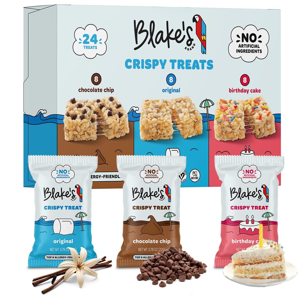 Blakes Seed Based Crispy Treats  Variety Pack (24 Count), Vegan, Gluten Free, Nut Free & Dairy Free, Healthy Snacks for Kids or Adults, School Safe, Low Calorie Soy Free Snack