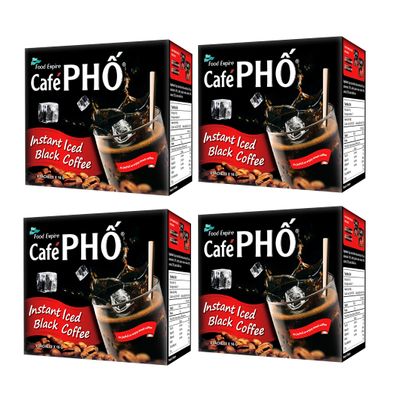Cafe Pho Vietnamese Instant Coffee Mix, Iced Black Coffee, Cafe Den Da, Single Serve Coffee Packets, Box of 9 Sachets, Pack of 4