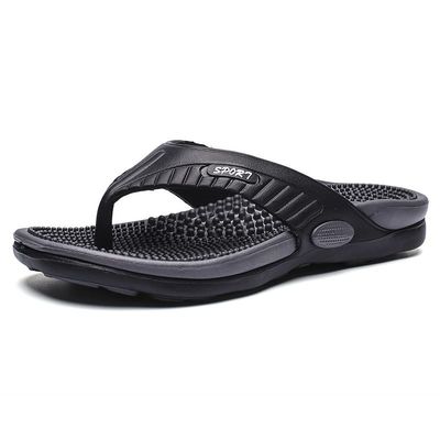 DSLED Massage Flip Flops for Men & Women, with Arch Support Summer Breathable Beach Shoes, Acupressure Sandals Massage Slippers, Relief Plantar Fasciitis Heel Arch Arthritis Pain, Black, 45