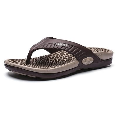 DSLED Massage Flip Flops for Men & Women, with Arch Support Summer Breathable Beach Shoes, Acupressure Sandals Massage Slippers, Relief Plantar Fasciitis Heel Arch Arthritis Pain, Khaki