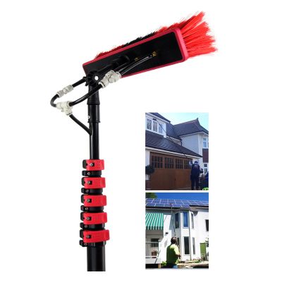 Niczu Solar Panel Window Cleaning Kit, Outdoor Window Glass Cleaner Photovoltaic Panel Cleaning System with Extension Water Fed Pole,7.2M/24FT