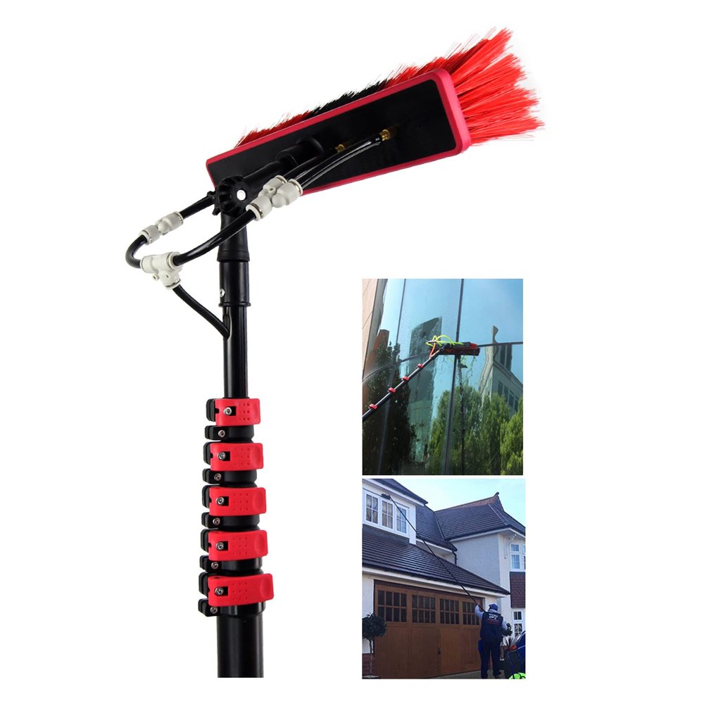 Niczu Outdoor Solar Panel Window Cleaning, Window Glass Cleaner Kit Photovoltaic Panel Cleaning System with Extension Pole and Water Fed Pole,6M/20FT
