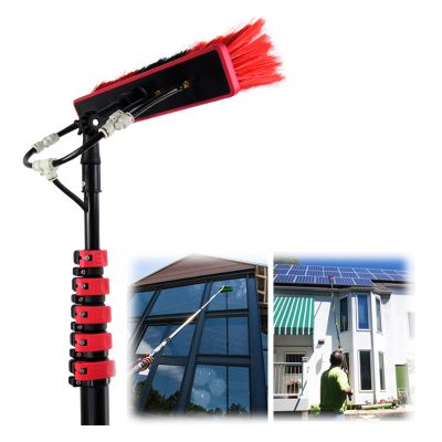 Niczu Solar Panel Cleaning Pole Water Fed Telescopic Brush Kit, Window Glass Cleaning Brush Photovoltaic Panel Cleaner Tool with Sprayer,9M/30FT