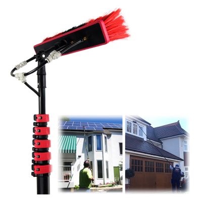 Niczu Telescopic Solar Panel Cleaning Brush Kit with Sprayer and Water Fed Pole, Photovoltaic Panel Cleaner Tool Window Glass Cleaning Brush,9M/30FT