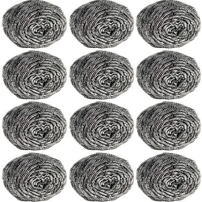 12Pcs Steel Wool Scrubber Pads for Cleaning Dishes, Pans, Pots, Ovens, Grills, Sinks - Stainless Steel Scrubbers for Kitchen, 12 Pack