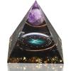 12 Zodiac Orgone Crystal Pyramid, Natural Amethyst with Obsidian,Healing Crystals Pyramid for Protection Chakra, Unique Constellation Pyramid for Positive Energy, Healing Money Health(Pisces) view 1