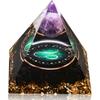 12 Zodiac Orgone Crystal Pyramid, Natural Amethyst with Obsidian,Healing Crystals Pyramid for Protection Chakra, Unique Constellation Pyramid for Positive Energy, Healing Money Health(Leo) view 1