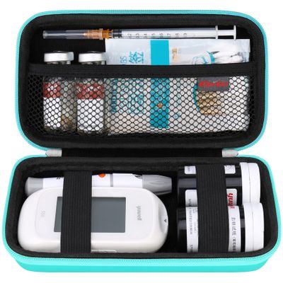 Elonbo Diabetic Supplies Travel Case, Diabetic Supply Organizer Bag, Glucose Meter Storage Case, Insulin Pen Carrying Case for Glucose Monitor, Blood Sugar Test Strips, Lancets, Syringe, Green