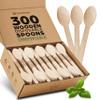 PURPLECLAY Disposable Wooden Spoons for Eating  300 Pack Wooden Disposable Spoon, FSC Certified Wood Compostable Spoons, Biodegradable Wood Cutlery, Plastic-Free Utensils for Parties, Catering view 1