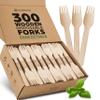 PURPLECLAY Wooden Disposable Forks (300 PCS) FSC Certified Wood Compostable Forks, Eco-Friendly Compostable Utensils for Party, Plastic-Free Wood Utensil, Bamboo Utensils Alternative, Fork for Eating view 1