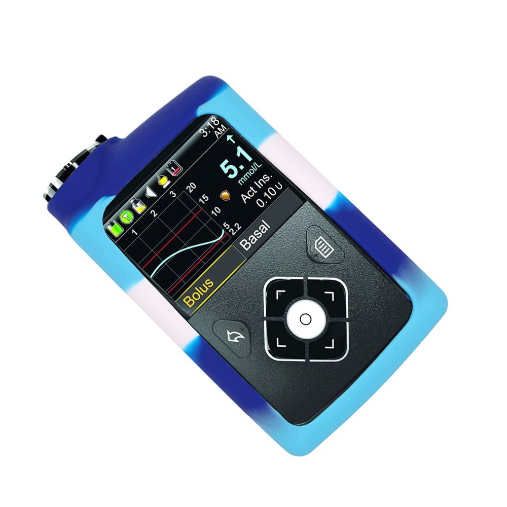 usastar-SNK Mixed Color Premium Silicone Soft Case for Medtronic Minimed Insulin Pump 630G/ 640G/ 670G/770G/780G (Blue/Navy/White)