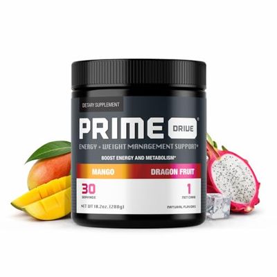 Prime Drive Energy Mango Dragonfruit Pre Workout Energy Drink Powder, Provides Extreme Energy, Focus and Intensity, Boosts Metabolism (30 Servings)