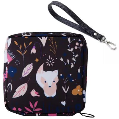 Adorable Pink Peri - Reusable Sanitary Napkin Pads Storage Bag Portable for Women Girls | Made of Nylon Water Resistance Reusable | Zero Waste Period (Fox)