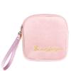 Adorable Pink Peri - Reusable Sanitary Napkin Pads Storage Bag Portable for Women Girls | Soft Touch Velvet with Matching Open Clip Lanyard | Reusable | Zero Waste Period (Pink Velvet) view 1